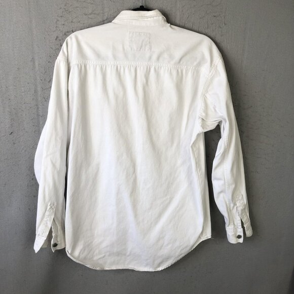 Vintage Levis Shirt Mens Small White Denim Button Front Western Workwear 90s - Picture 4 of 16